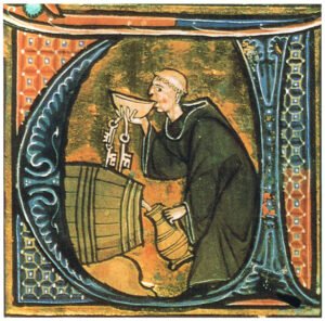 Medieval Monk Sneaking a Drink